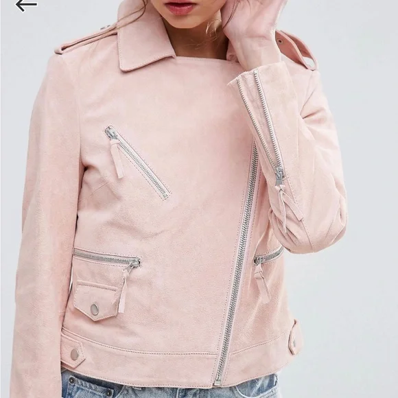 ASOS Pink Suede Motorcycle Jacket *NWT* - Picture 7 of 9